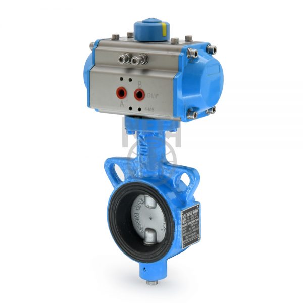 Cast Iron Butterfly Valve (Wafer Type), Pneumatic Actuator With S.S. (AISI-304) Disc, PN-1.6, Without Lugs